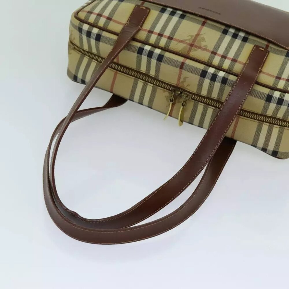 BURBERRY Nova Check Shoulder Bag PVC Leather Beige Auth - Picture 6 of 7
